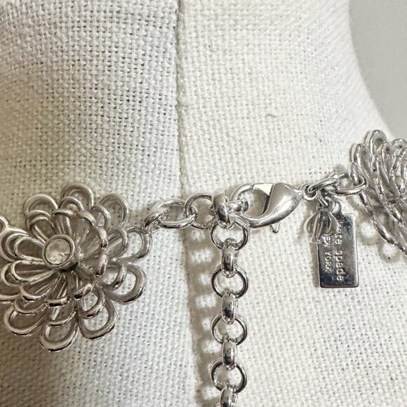 Kate Spade Silver Necklace Oops A Daisy Flower Rhinestone Statement Jewelry - Picture 5 of 10